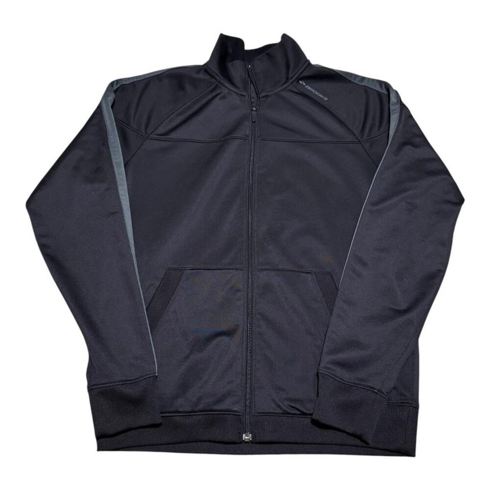 Brooks Brothers Navy Zip-Front Lightweight Jacket with Gray Trim
